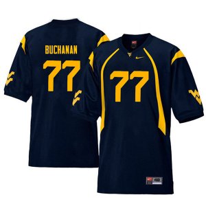 Men's West Virginia Mountaineers NCAA #77 Daniel Buchanan Navy Authentic Nike Throwback Stitched College Football Jersey LF15T13AO